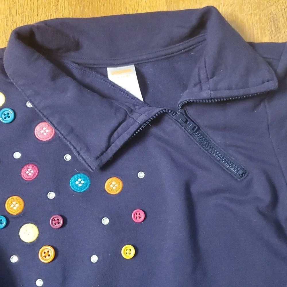 Gymboree Girls‎ Button and Floral Matching Outfit- Navy Sweatshirt and Jeans